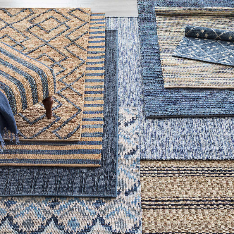 Dash and Albert Rugs Tenali Handmade Flatweave Jute/Sisal Blue/Black